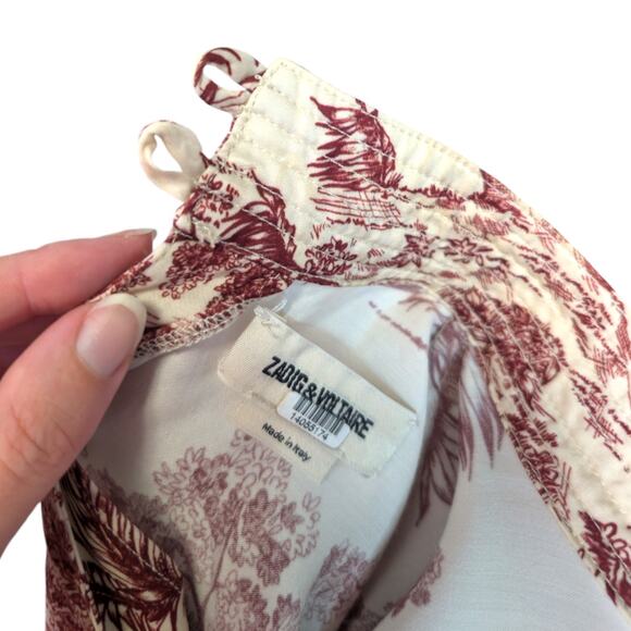 Zadig & Voltaire Rocket Toile De Jouy Satin Mock Neck Long Sleeve Dress Small - Picture 11 of 16